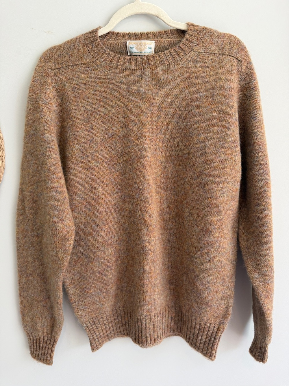 Vintage Browns of Bermuda Pure New Wool Sweater 50th Anniversary Heather Brown